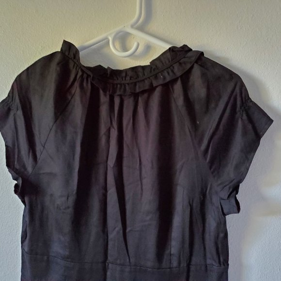 Ann Taylor Loft (Size 10 Black Dress full button front) - Picture 4 of 10